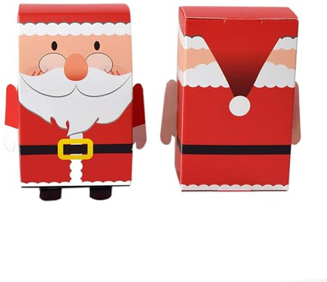 10 Stück 3D Weihnachten Party Geschenkboxen, Kraftpapier Süßigkeitskästen, Mitbringsel Taschen, Papier-Treat-Boxen für Partydekorationen Adventskalender DIY (Rot)