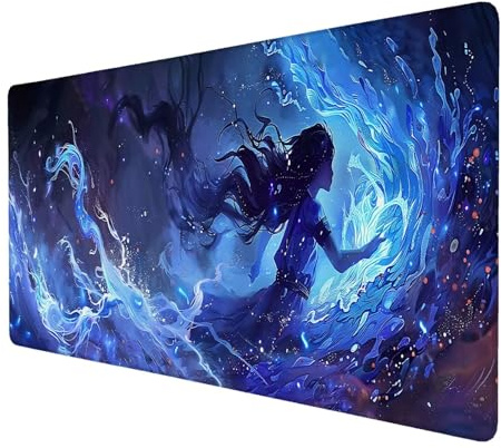 Tapis de Souris de Jeu, Dessin Animé Tapis de Souris XXL 1200x600x4 mm, Sous-Main Bureau Bleu avec Base en Caoutchouc Antidérapant et Imperméable, Surface Lisse Améliorez la Précision et Vitesse O-8