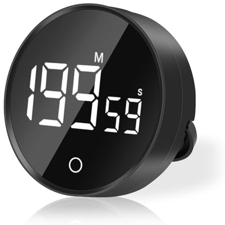 GlasFlength Digital kökstimer magnetisk, äggklocka timer 120 minuter med 3 volymnivåer nedräkning nedräkning timer stor LED-skärm kortvarig väckarklocka för matlagning bakning sport studier (svart)