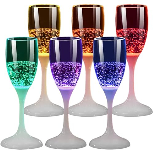 Csafyrt 6PCS Light up Glasses 120ml Liquid-Activated Light-Emitting Light up Cups LED Luminous Champagne Flutes