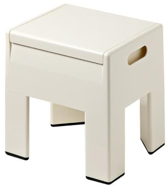 Sgabello ottomano portaoggetti per soggiorno, camera da letto e dormitorio, sedia bassa con contenitore versatile sotto la scrivania poggiapiedi sgabello in colore bianco sporco