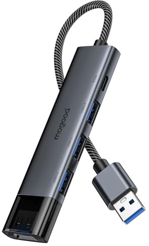 MOGOOD Hub USB 3.0, Estensore USB 5Gbps con Cavo di Estensione 10CM, Splitter con 4 USB A 3.0 Porte, Adattatore Porta USB Multi Adatto per Laptop, PC, Hard Disk, Tastiere, ecc.