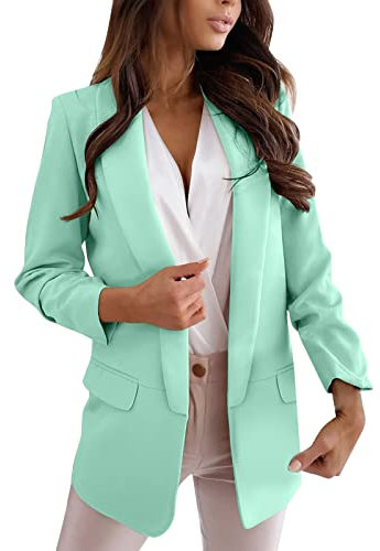 Blazer Estivo Donna, Giacche da Abito E Blazer Elegante con Cardigan Allentato Colletto Dentellato Giacca Senza Bottoni con Tasche Cerimonia Tailleur Pantalone E Giacca Corta