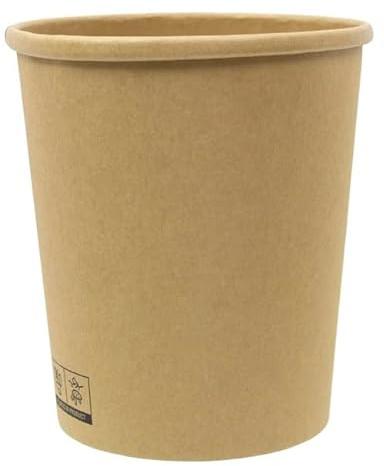 Greenuso Monouso | 25 Tarrinas de cartón I 1000ml I Ø11,7cm I Envase para Comida, Sopa, Cremas, Color Kraft, Apto para Microondas