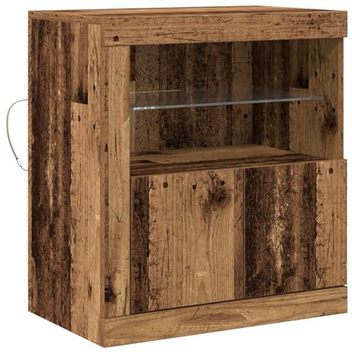 vidaXL rustikales Buffet Sideboard | Vintage verwitterte Oberfläche | Viel Stauraum mit Türen und Glasregal | Ideal für Wohnzimmer & Esszimmer Innenmöbel