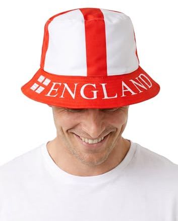 HENBRANDT Lot de 2 bobs avec croix de St Georges d'Angleterre Taille adulte – Accessoire pour fans de football, rugby, cricket, événements sportifs, pub et fête, rouge/blanc, Taille unique