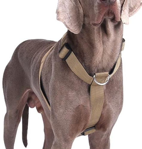 Inget drag hundsele, kraftig taktisk hundsele, justerbar mjuk vadderad husdjursväst sele för medelstora och stora hundar träning promenader, lätt och flyktsäker (kaki, L)