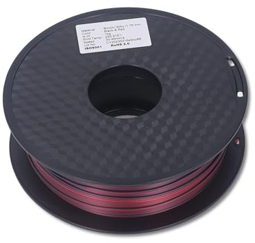 Dual Color PLA -Filament - glattes 3D -Druck, zwei - Farbe Co extrudiert schwarz und rot, biologisch abbaubares Material für saubere, stabile Drucke und ohne Verstopfung