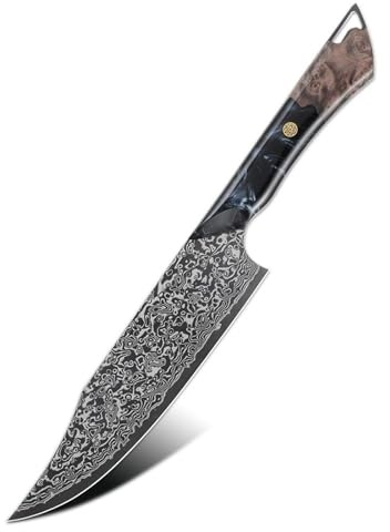 Juego de cuchillos de cocina de chef multiusos de acero damasco negro de 67 capas tipo DLC VG10 con mango de resina y madera de arce(8inch chef knife)