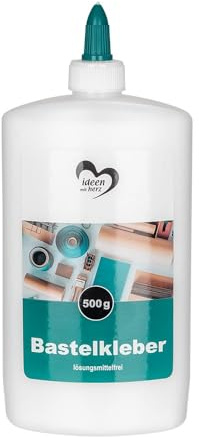 Ideen mit Herz Colla liquida a base d'acqua, priva di solventi, asciuga trasparente, adatta per bambini, ideale per legno, carta, foto, feltro, cartone, tessuti (500 ml)