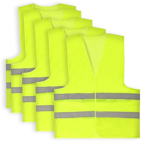5 Pack Hi Vis Vests,Safety Vests, unisex high visibility jackets for traffic work, running, surveyors and security construction vests