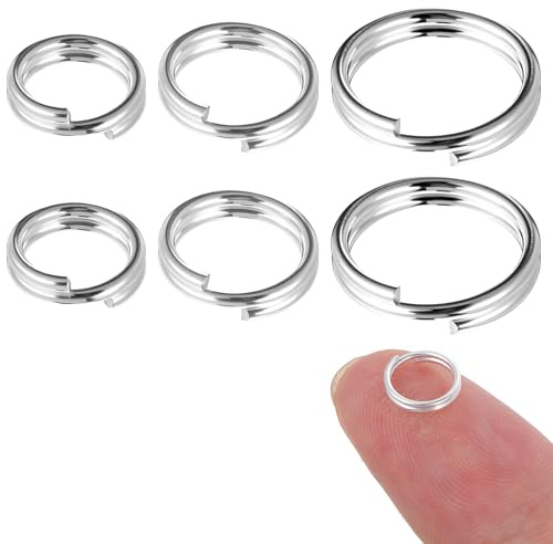 6 Stück Biegeringe Silber 925 Schmuckherstellung Spaltring 5/6/8mm Mini Schlüsselring Halskettenverbinder Offene Spaltring Karabinerring Armband Halsketten Verbindungsstücke für Schmuck