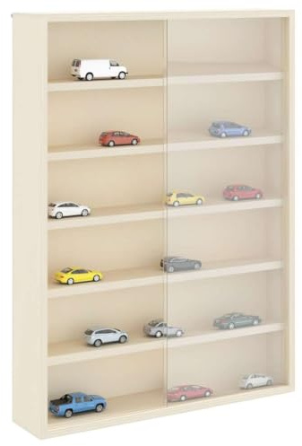 vidaXL Wanddisplay-Case mit Regal Beige 40 x 8,5 x 54 cm Sperrholz, Moderne, rechteckige Wandregal-Lösung für viel Stauraum, stilvoller transparenter Vitrinenschrank