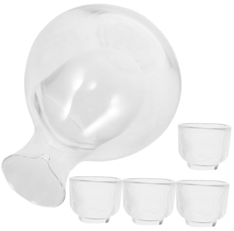 IMIKEYA Caraffa e Bicchieri da Vino Giapponese in Vetro con Tasca per Ghiaccio Decanter Bocca Inclinata per Versare Dispenser per Sake Freddo e Whisky per Uso e Romantici
