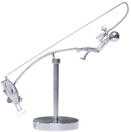 Fisherman Balancing Sculpture, Kinetics Fishing Sculpture, Balance Art for Your Space,Balances Art Sculptures,Metal Fishing Statue for Home Office Desktop Decoration, Fisherman Home Decoration (1PCS)