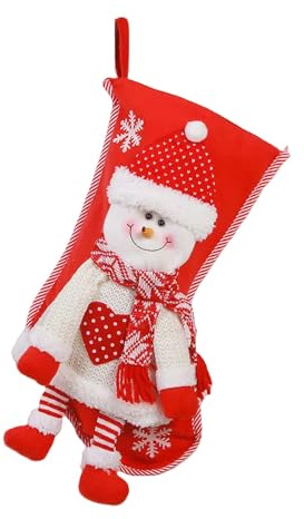 Kirain Weihnachtsstrumpf aus Samt, Schneeflocke, 47 cm, Plüsch-Weihnachtsstrümpfe, rote Weihnachtsstrümpfe, hängende Socke, Süßigkeiten, Geschenktüten für Familie, Weihnachten, (Red C)