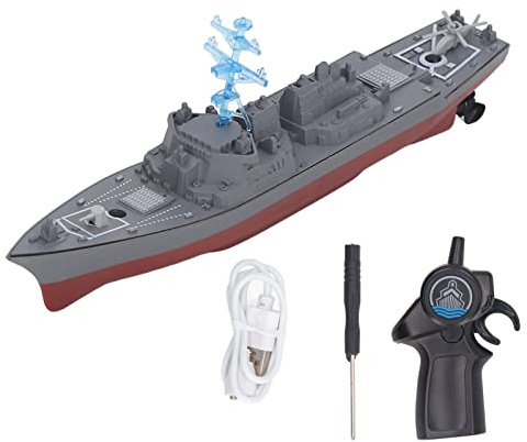 EMUKOEP Bateau de Guerre télécommandé 2,4 GHz, Bateau télécommandé Haute Performance, Navire de Guerre Réaliste pour Enfants et Adultes, pour Les Batailles Aquatiques et Le Plaisir en (803A)