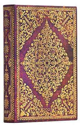 Paperblanks 12-Monatskalender 2020-2021 Diamant Rosette | Tagesüberblick | Mini (98 × 140 mm)