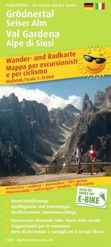Publicpress Rad- und Wanderkarte Grödnertal, Seiser Alm / Val Gardena, Alpe di Siusi 1:35.000: Wander- und Radkarte mit Ausflugszielen & ... 1:35000 (Wander- und Radkarte: WuRK)