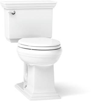 KOHLER K-3817-0 Memoirs Stately Comfort Height Two-Piece Elongated 1.28 GPF Toilet with AquaPiston Flush Technology and Left-Hand Trip Lever, White