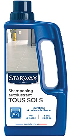 STARWAX - Shampooing Autolustrant Pour Sols Intérieurs - Nettoie Et Ravive La Brillance - 2 en 1 - Sans Rinçage - Non Glissant - Fabriqué en France - 1L - 30m²