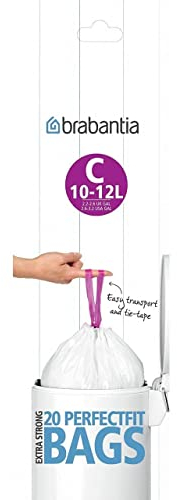 100x WHITE BRABANTIA BIN LINERS TYPE C LINER BAG BAGS 10L - 12L 10 - 12 LITRE