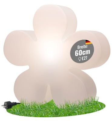 8 seasons design LED Blume 60 cm Shining Flower (Weiß), E27, Leuchtmittel warmweiß – wetterfest – Dekolampe für außen (Garten, Terrasse) und innen – Osterdeko, Deko Frühling, Gartenlampe