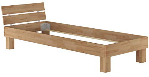 Erst-Holz®Massivholzbett Buche Natur Einzelbett 100x200 Bettgestell ohne Zubehör 60.86-10 oR