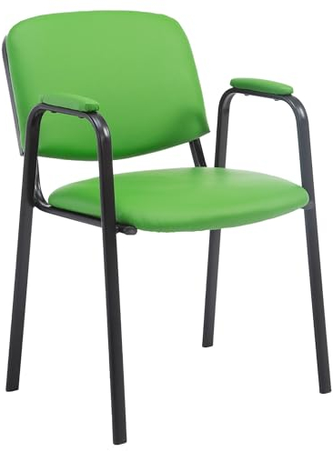 CLP Stapelstuhl Ken Pro I Konferenzstuhl Mit Kunstleder-Bezug Und Armlehnen, Farbe:grün