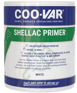 Coo-Var Shellac Prime-All Stain Blocker Sealer & Primer for Wood Plaster Cement with PSP touch-up brush (2.5L)