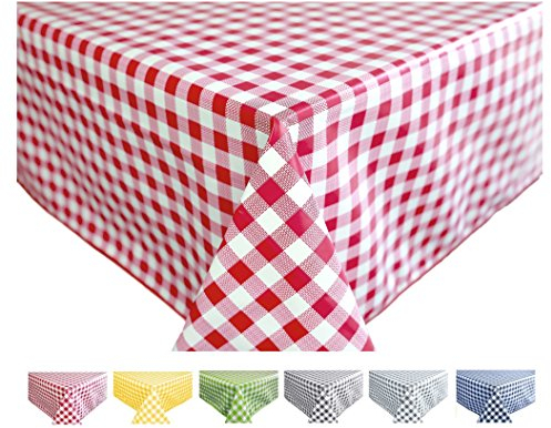 Home Direct Mantel de Hule, Rectangular 140 x 240cm Cuadros Rojo