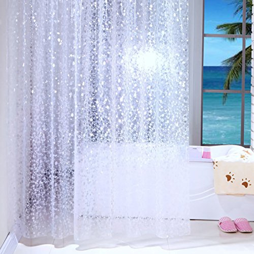 Duschvorhänge, transparent, weiß, wasserfest, schimmelfrei, 100% PEVA, transparent, Duschvorhänge mit Duschvorhanghaken, Textil, Transparent/Weiß, 120x180cm