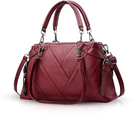 NICOLE & DORIS Handtaschen für Damen Modern Henkeltasche Schultertasche Weiche PU Leder Umhängetasche Elegant Handtasche mit Gestreifte