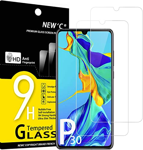 NEW'C 2 Stück für Huawei P30 für Panzerglas, Frei von Kratzern, 9H Härte, HD Displayschutzfolie, 0.33mm Ultra-klar, Ultrabeständig