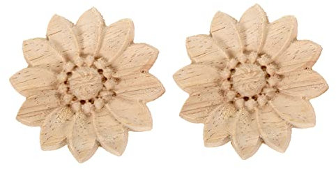 MUXSAM - Elemento da applicare in legno intagliato, 2 pezzi, per la decorazione di mobili, 5 cm, legno Caucciù, 2 Pieces, 8cm
