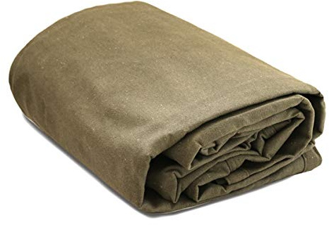 WHITEDUCK Canvas Tarp 18 oz. Heavy Duty Waterproof UV Resistant, Rustproof Grommets, Industrial & Commercial Use Cloth Tarp (Cut Size: 8'x16', Finished Size: 7'6 x15'6, Olive Drab)