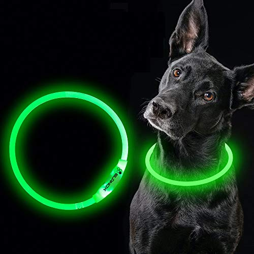 ELANOX LED Hunde Halsband wiederaufladbar, USB Leuchtschlauch Haustiere, zuschneidbar Hundehalsband Flashring Leuchtring