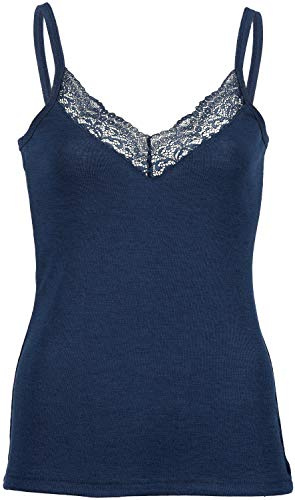 Engel Natur, Damen-Top mit Spitze, 70% Wolle (kbT), 30% Seide