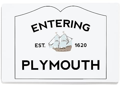 Lantern Press 12x18 Inch Metal Sign, Plymouth, Massachusetts, Entering Plymouth, Weather Vane