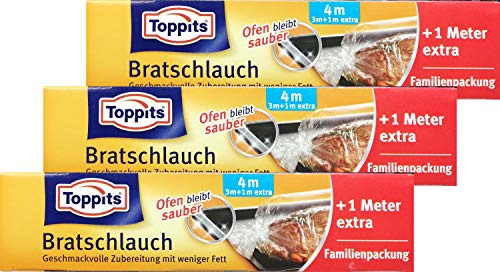 3x Toppits Bratschlauch 3+1 = 4m für geschmackvolle Zubereitung mit weniger Fett - der Ofen bleibt sauber