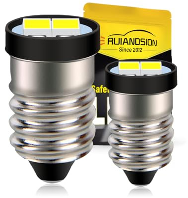 Ruiandsion 2pcs E10 LED Bulbs 3V White 5630 2SMD E10 Screw Base Mini Light Bulbs Replacement Upgrade Torch Working Head Lamp Flashlight Tools