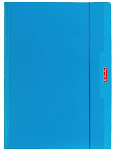 HERLITZ Einschlagmappe Color Blocking, Sammelmappe mit Gummi A4, Dokumentenmappe für Büro oder Schule, Mappe bis zu 300 Blatt, Leichter Ordner für Akten mit Gummiband, 10 Stück-Packung, BLAU