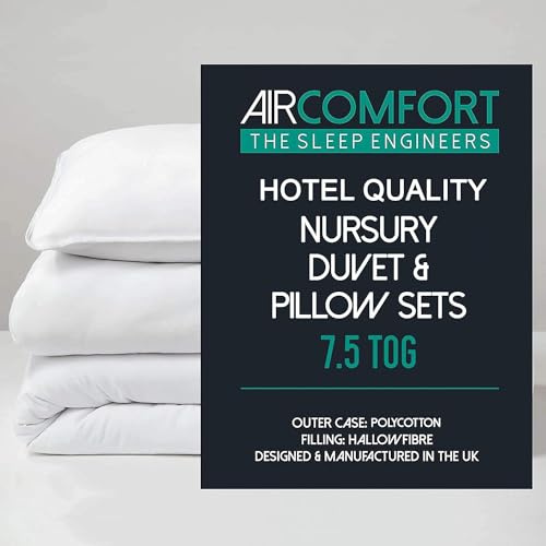 Air Comfort Hotel Quality Polycotton Anti-Allergy Hollowfibre Nursery Duvet and Pillow Set 7.5 Tog