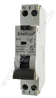 FI-LS Schalter Fehlerstromschutzschalter mit Leitungsschutzschalter integriert - B16A, 30mA, 1TE=18mm breit