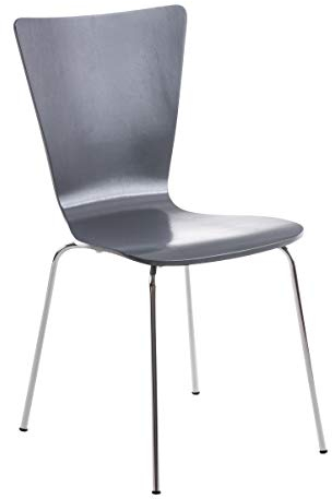 TPFLiving Set om 4 besökarstol Jaron stapelstol med träsäte och ergonomisk sits och metallram | konferensstol med bekväm höjd | färg: grå