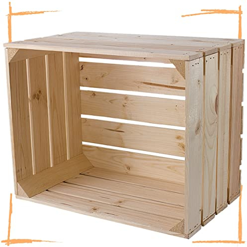 Obstkisten-Online Holz Kiste Vintage Holzkisten Weinkisten Deko 50x40x30cm kein Deckel Stauraum Regal Aufbewahrung (1)