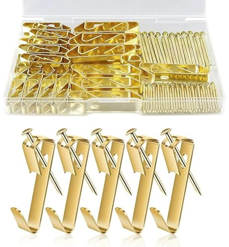 Heavy Duty Picture Hooks, 80Pcs Picture Hanging Hooks for Hard Walls Photo Hooks Picture Hanging Kit Frame Heavy Hanger with Nails 30 lbs (30LB)