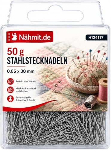 CreaStyle - Stahl Stecknadeln silber 0,60 x 30mm / 50 Gramm