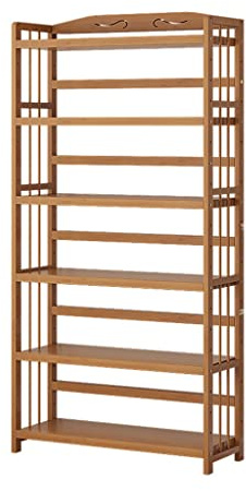 Bamboo Shelf, 6 Tier Bookcase Storage Shelves, Tall Book Rack Shelving Unit, Multipurpose Storage Display Shelf Adjustable Shelves Plant Stand for Home Office Bathroom Kitchen Living Room, 69H ( Size