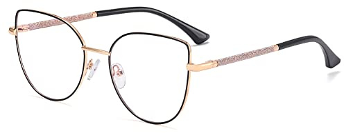 Anit Blaue Licht Brillen Große Katzenauge Metall Glitter Rahmen Computerbrille für Dame Junge Eyewears mit Blaue Ray Linse